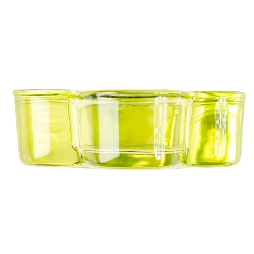 Karma Glass Flower Tealight Holder - Chunky Glass Candle Holder for Home & Party Decor, Wedding Table Centerpiece in Teal - color: Lime