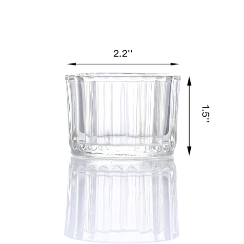 Tealight Candle Holder Set of 24, Clear Tea Light Candle Holder Glass for Wedding Decor, Tea Light Holders Bulk for Home Decor (Clear)