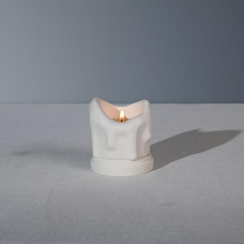 Handcrafted Tealight Candle Holder Designed as a Melting Candle; Handmade Tea Light Candle Holder; Bathroom, Living Room Mantel, Entryway, Buffet and Dining Table Decoration White - color: White