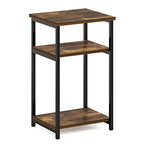 Furinno Just 3-Tier Metal Frame End Table with Storage Shelves, 1-Pack, Amber Pine - color: Amber Pine, size: 1-Pack, Metal Frame, 3-Tier