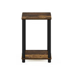 Furinno TURN-N-TUBE Side Table, 2-Tier Modern Square End Table with Open Shelf, Toolless Night Stand, Bedside Table, for Living Room, Bedroom, Amber Pine - color: Amber Pine/Black, size: 1-Pack, 2-Tier, style: Haydn