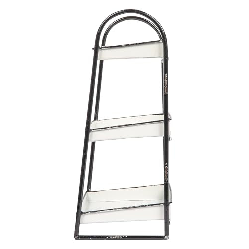 Creative Co-Op Heavily Distressed White 3-Tier Metal Tray with Black Frame & Rim - color: White