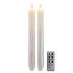 Flameless Taper Candles Flickering with Remote and Timer, 3D Moving Flame Taper Candle Battery Operated to 400 Hours, 9 Inch Window Candles, (Gradient Silver-Vertical Stripes) - color: Gradient Silver-Vertical Stripes