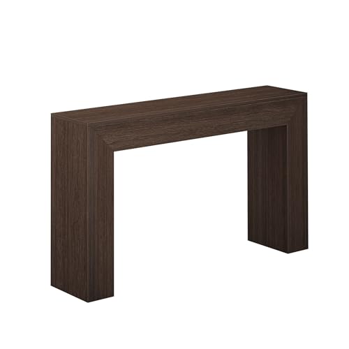 Plank+Beam Grand Console Table, 56 Inch Solid Wood Modern Sofa Table, Narrow Entryway Table for Hallway, Behind The Couch, Living Room, Foyer, Walnut Wirebrush - color: Walnut Wirebrush, size: 56 Inch