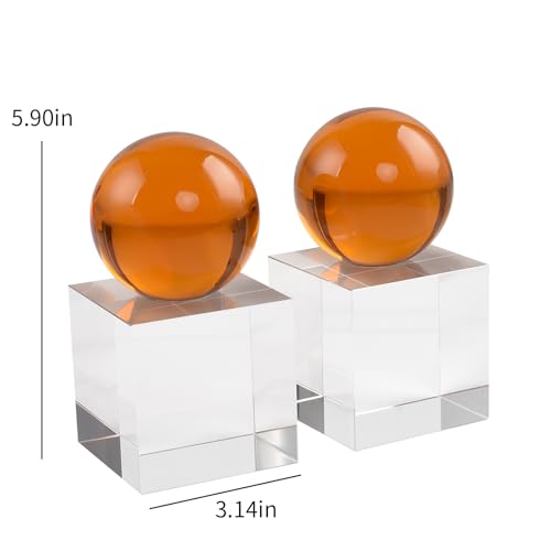 Crystal Bookends, 1 Pair of Decorative Tabletop Bookends for Office, Home, Desk, Comes with Gifed Box, Amber - color: Amber