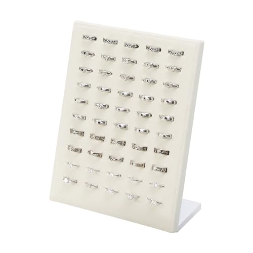 Coward 4pcs Velvet Ring Holder Stand, 50 Slots Jewelry Ring Display Tray, Jewelry Pad Showcase Organizer for Home or Store Sell Show (Beige Velvet) - color: Beige Velvet, size: 4 pcs