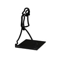 ALUA - Metal Bookend Modern Line Art Design Heavy-Duty and Scratch-Resistant Space-Saving Organizer (A, Black)