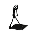 ALUA - Metal Bookend Modern Line Art Design Heavy-Duty and Scratch-Resistant Space-Saving Organizer (A, Black)