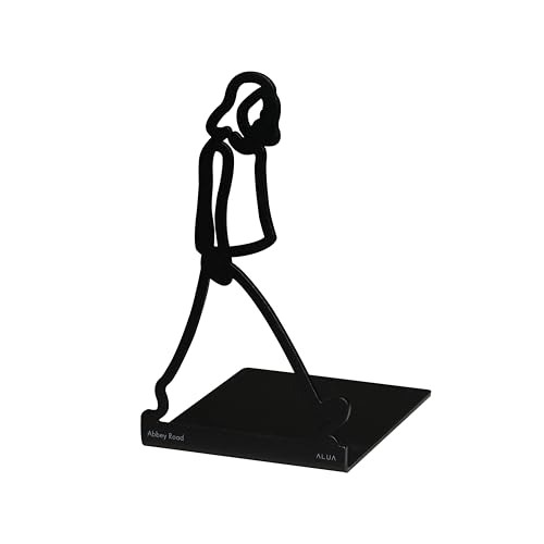 ALUA - Metal Bookend Modern Line Art Design Heavy-Duty and Scratch-Resistant Space-Saving Organizer (A, Black)