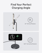 Anker MagSafe Compatible MagGo Charger Stand, iPhone 17 Wireless Charger, 2-in-1 Charging Station, Qi2 Certified 15W Fast Charging, for iPhone 17/16/15/14/13/12, AirPods Pro (Black, No Adapter) - color: Black