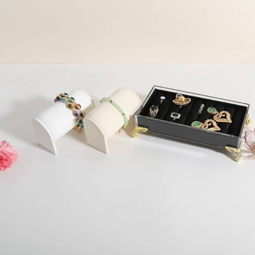 Velvet Watch Display Stand for Selling, Bracelet Storage Organizer for Boutique Store, Woman Jewelry Bangle Holder for Home Decor【Beige】 - color: Beige