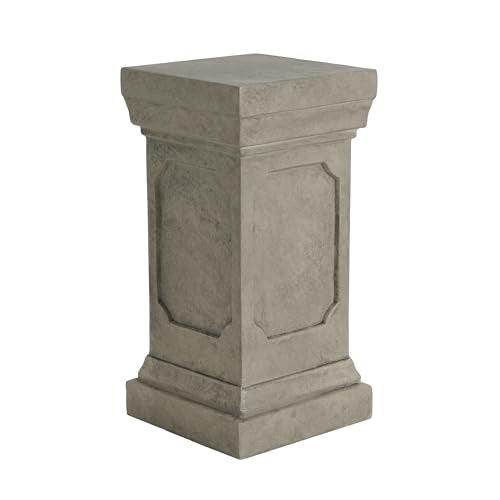 Christopher Knight Home Classic Square Flower Stand 19.25" Pedestal Plant Stand Indoor Outdoor Display Table for Ferns Orchids Sculptures with MGO Construction Brushed Finish, Light Gray - size: 19.25"