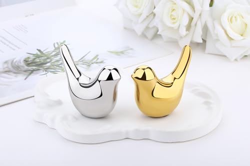 Small Birds Statues Gold and Silver Home Table Decor Bird Figurines Modern Style Decorative Ornaments for Office Desktop, Living Room, Bedroom, Bookshelf, Cabinets(Gold Silver Birds 2Pcs) - color: Gold and Silver