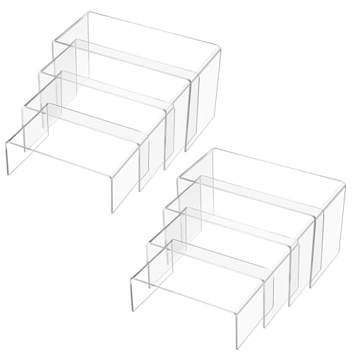 Chuangdi 20 Pcs Acrylic Display Risers, Clear Product Stand, Jewelry Display Riser Shelf Showcase Fixtures for Figure Dessert Cupcake Candy Action Showcase(Extra Large Set) - color: Clear, size: Extra Large Set