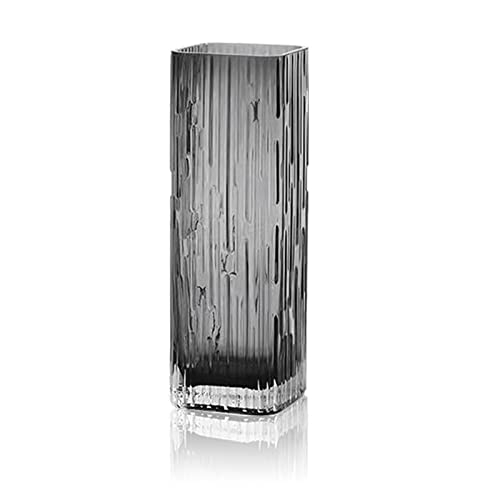 Modern Minimalist Glass Square vase, Crystal Glass vase, vase, Dry vase (Grey) - color: Gray