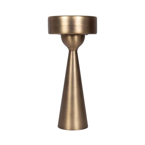 Kate and Laurel Solbrett Modern Sophisticated Metal Drink Table, 10 x 10 x 22, Antique Brass, Contemporary Mini Pedestal Table with Unique Sculptural Design for Use as Indoor Plant Stand - color: Gold