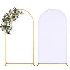 Vincidern 6.6FT Arch Backdrop Stand and Cover Set, Metal Arch Stand with White Cover for Wedding, Party, Baby Showers, Graduation, Birthday, Event Backdrop Decorations - size: 6.6FT Arch with Cover