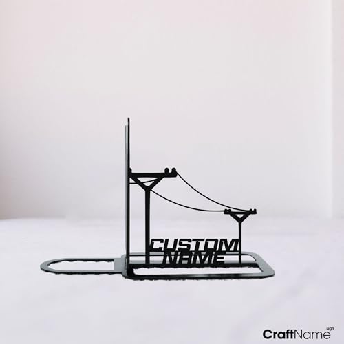 Craftnameisgn Custom Lineman Metal Bookends, Lineman Book Ends Metal Art for Home Office, Book Stopper for Heavy Books, House Warming Gifts New Home, House Warming Gifts new Home - color: 05 Lineman-bookends