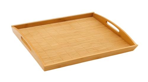 JapanBargain, Large Bamboo Tray with Handle for Tea Lunch Dinner Butler Serving Tray Shelf Tray, 20 x 13