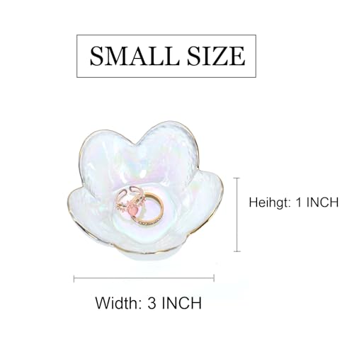 Rainbow Flower Ring Dish Jewelry Tray, Small Glass Trinket Tray for Rings Earrings, Present for Wife Mom Daughter Women - color: crystal rainbow color