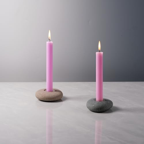 Handmade Natural Pebble Taper Candle Holder Handcrafted Taper Candle Holder for Altar, Mantle, Desk, Table, Shelf