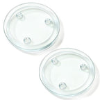 Clear Glass Candle Holder，4" Glass Coaster Holder ，Small Round Candle Plate for Pillar Candle（2 Pack） - size: 2 Pack