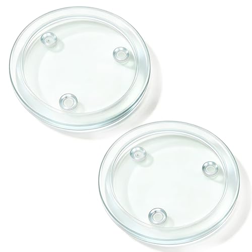 Clear Glass Candle Holder，4" Glass Coaster Holder ，Small Round Candle Plate for Pillar Candle（2 Pack） - size: 2 Pack