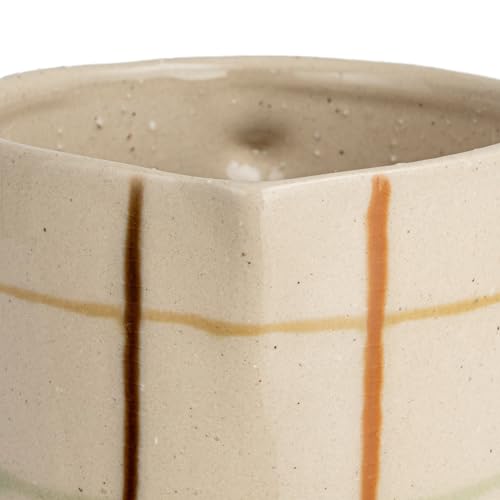 Creative Co-Op 32 Oz. Stoneware Pitcher with Checkered Pattern, Multicolor - style: Pitcher