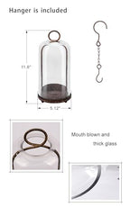 12" High Versatile Modern Metal Hurricane Lantern with Handmade Sturdy Glass Dome in Rustic Brown for Pillar Candle & Plants, Industrial, Farmhouse, Shabby Chic (Brown, 5"x12") - color: Brown, size: 5"x12"