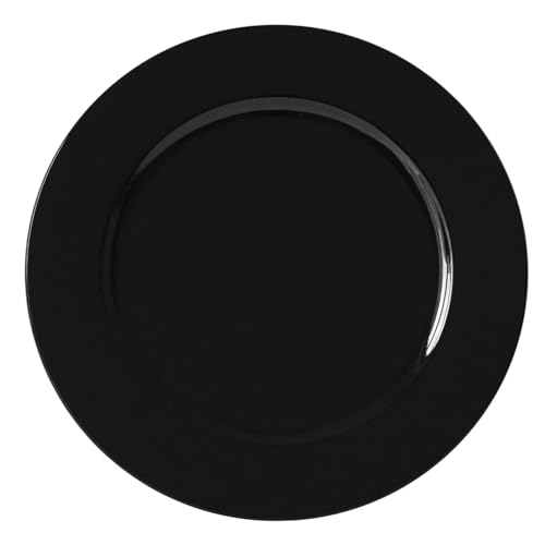 13inch Round Plastic Charger Plates,Set of 8,Charger Plates for Dinner,Wedding,Party,Event Decoration. (Metallic Black) … - color: Metallic Black