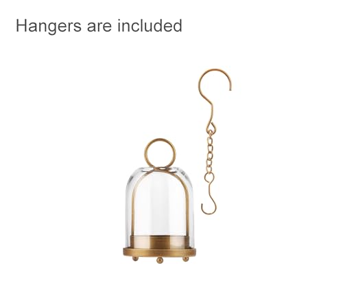 7.5" High Versatile Modern Metal Hurricane Lantern with Handmade Sturdy Glass Dome in Vintage Brass for 2" Pillar Candle & Plants, Industrial, Farmhouse, Shabby Chic (Brass, 4" x7.5 for 2" Pillar) - color: Brass, size: 4"x7.5"