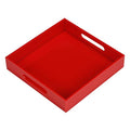Sturdy Red Acrylic Serving Tray with Handles - 12x12 Inch - Coffee & Appetizer Platter - Kitchen Counter & Vanity Organizer - color: Glossy Red, size: 12" x 12" x 2"