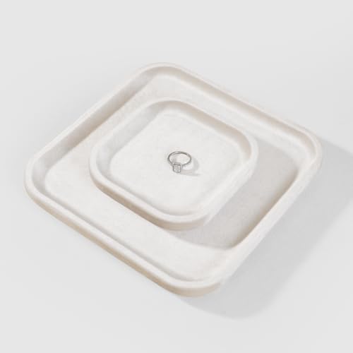 Resilient Velvet Jewelry Display Tray for Ring Earrings Bracelet Necklace, Flat Jewellery Dish for Showcase Store Retail Counter Exhibition Photography Livestream (Light Beige, Small) - color: Light Beige, size: Small