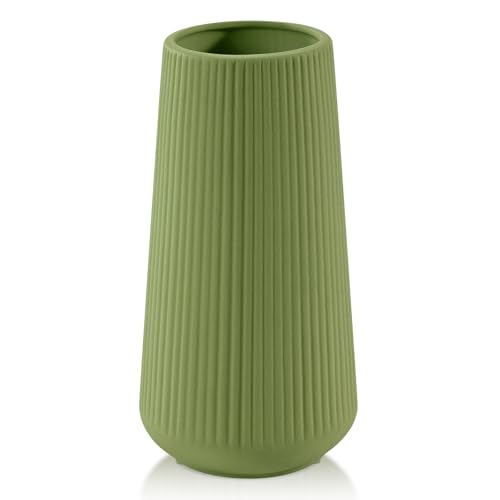 Saga Green Ceramic Vase, GUKJOB Small Cute Flower Vase for Pampas Grass, Home, Living Room, Dining Table, Farmhouse, Office Decor, Bedroom, Table, and Kitchen Shelf (Saga Green) - color: Small Saga Green