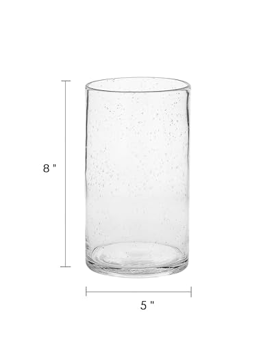 ARIAMOTION Hurricane Candle Holder for Pillar Glass Cylinder Vase Modern Rustic Centerpiece Clear Seeded Home Decor for Kitchen Table Living Room 8" H 1 Pack - color: Bubbles Clear, size: H8" Set of 1