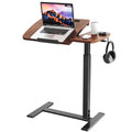 Overbed Bedside Table with Wheels,Tiltable Hospital Bed Table, Pneumatic Adjustable Overbed Table, Rolling Laptop Desk, Mobile Standing Desk for Bed, Couch, or Hospital Use - color: Brown