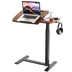 Overbed Bedside Table with Wheels,Tiltable Hospital Bed Table, Pneumatic Adjustable Overbed Table, Rolling Laptop Desk, Mobile Standing Desk for Bed, Couch, or Hospital Use - color: Brown