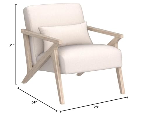 INZOY Mid Century Modern Chair with Wood Frame, Upholstered Armchair with Waist Cushion, Accent Chair for Living Room Bedroom Apartment, Easy Assembly, Beige - color: Beige