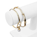 MOOCA T-Bar Deluxe Wooden Bracelet Holder Display, Watch Hoder, Bracelet Display Stand, Jewelry Stand Organizer, White Leatherette - color: White Faux Leather