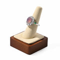 Single Finger Wood Ring Display Stand Wooden Ring Holder Microfiber Jewelry Display Stand for Showcase (Creamy-white) - color: Creamy-white