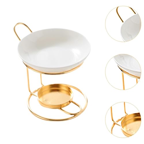 Qianly Essential Oil Burner Tealight Candle Holder, Fragrance Decoration Melt Burner, Oil Warmer for Bedroom, Gold - color: Gold&white(b)