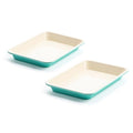 GreenLife 13" x 9" Quarter Sheet Baking Pans, 2 Piece Bakeware Set, PFAS-Free Ceramic Nonstick Rectangular Cookie Trays, Oven Safe to 450°F, Even Heating, Easy Clean Ovenware, Turquoise - color: Turquoise, size: 13" x 9" Quarter Baking Sheet