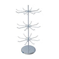 3 Tier Jewelry Holder with 8 Hooks Adjustable Height Chrome Countertop Spinner Display Stand for Necklace & Bracelet Keychain Display - size: Standard - 24 hooks