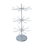 3 Tier Jewelry Holder with 8 Hooks Adjustable Height Chrome Countertop Spinner Display Stand for Necklace & Bracelet Keychain Display - size: Standard - 24 hooks
