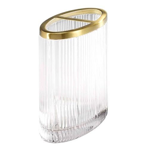 Nicole Miller - Toothbrush Holder, Glass Countertop Accessories, Dorm Room Essentials (Louise Collection, Clear) - size: Toothbrush Holder