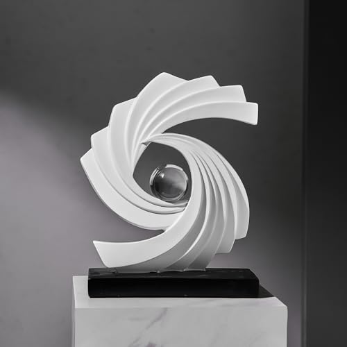 Abstract Art Statue,Modern Gold Minimalist Decoration,Geometric Abstract Sculpture,Decoraciones para Sala Bedroom Office Coffee Tabletop Centerpiece Decoration Resin Collectibles (White) - color: White