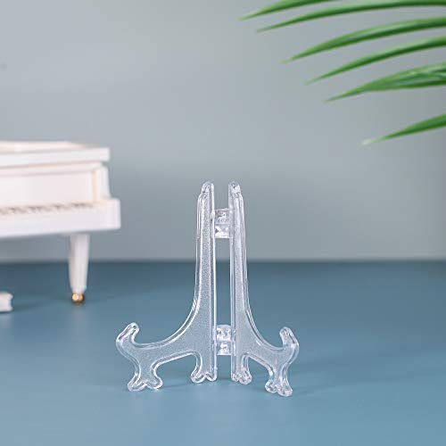 Artliving 4" Clear Plastic Stand Cookie Holder Display Stand Place Card Holder Display Easels at Weddings, Birthday Party(24 Pack) - color: White, size: 4inch(24piece)