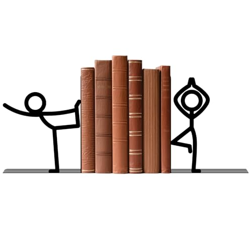 Metal Bookends Yoga-Style Bookends Decorative Cute Book Ends for Shelves Reading Decor Bookshelf Decor Book Stoppers for Bookshelf Home Office Desk Book Lovers Gift - style: Yoga People Decorative Bookends