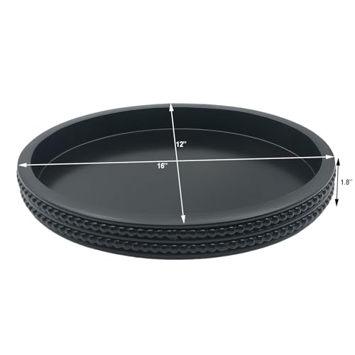 Carah & Cossh Oval Wooden Modern Decorative Tray 16''x12'', Farmhouse Rustic Serving Tray, Table Centre Tray, Perfect for Storage and Display (Black) - color: Black