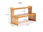 GURECOD 10.8" 2 Tiers Bamboo Plant Stand Shelf,Desk Flower Pot Holder,Adjustable Desktop Shelf Display Organizer Ladder Rack for Office Decorate Desk Shelving Storage Rack,Kitchen Rack (10.8" Length) - size: 10.8" Length